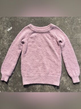 Girls' Soft Textured Pink Knit Sweater